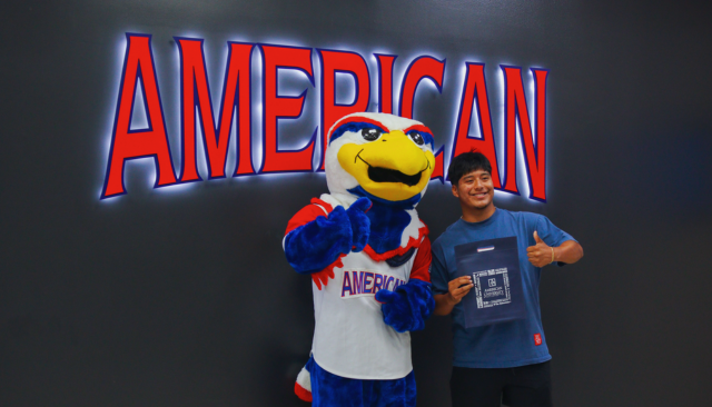 Prospective student posing with Clawed