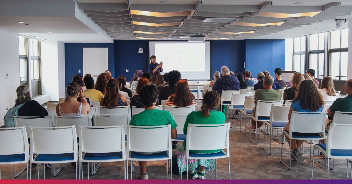 Prospective students and families attend an AU Honors presentation during Preview Day.