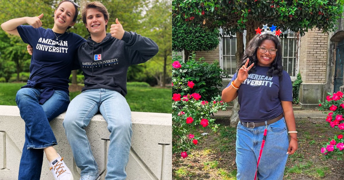 Admitted Students Posing in American University Gear