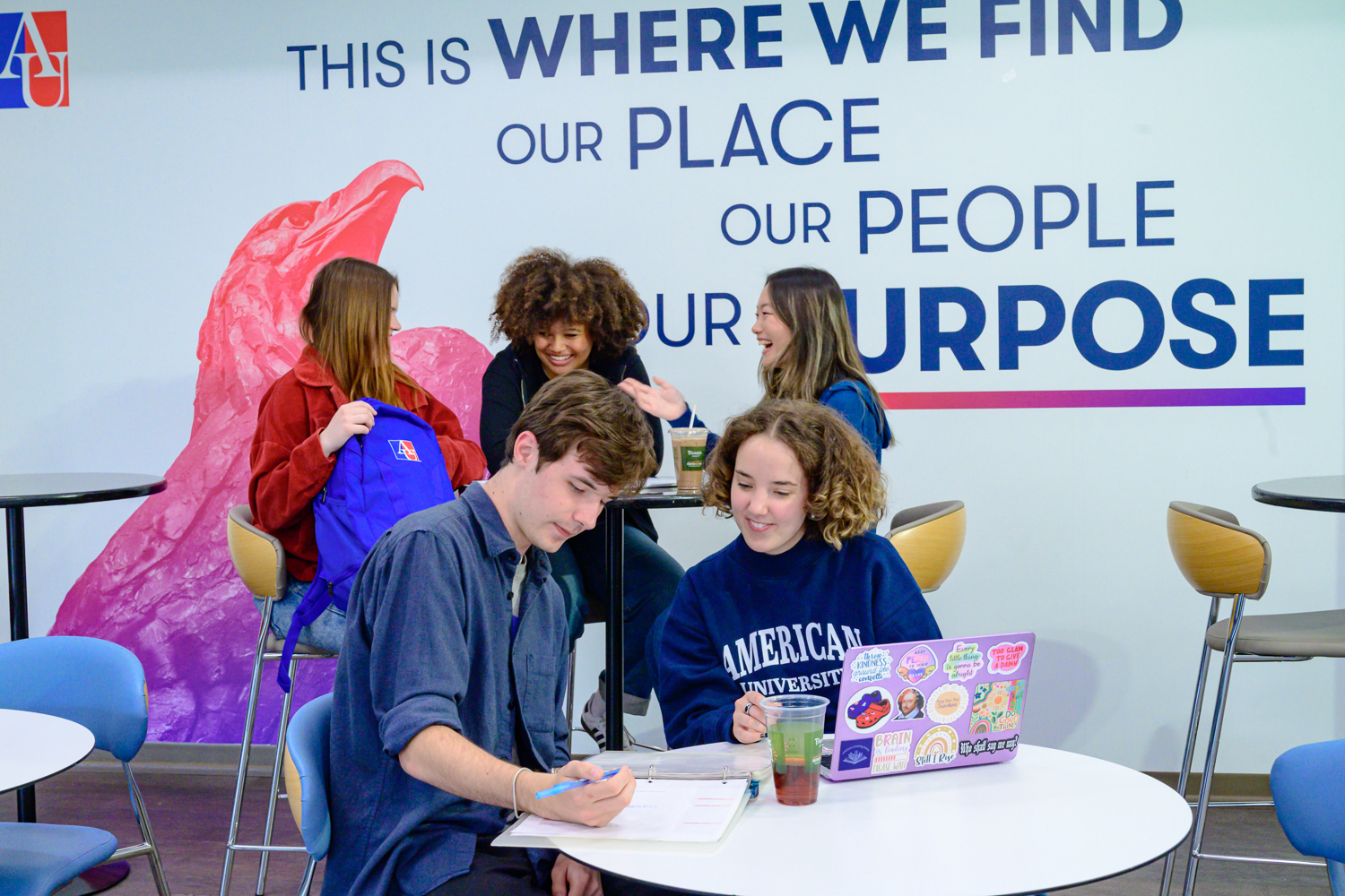 AU students studying and talking in the Mary Graydon Student Center