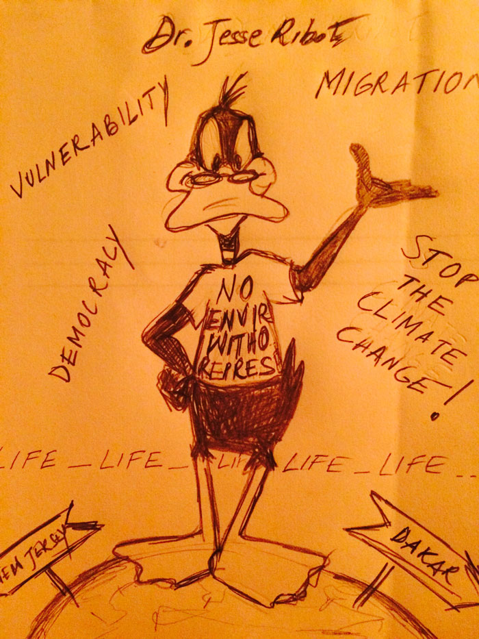 Image of Daffy Duck wearing spectacles and a shirt that reads