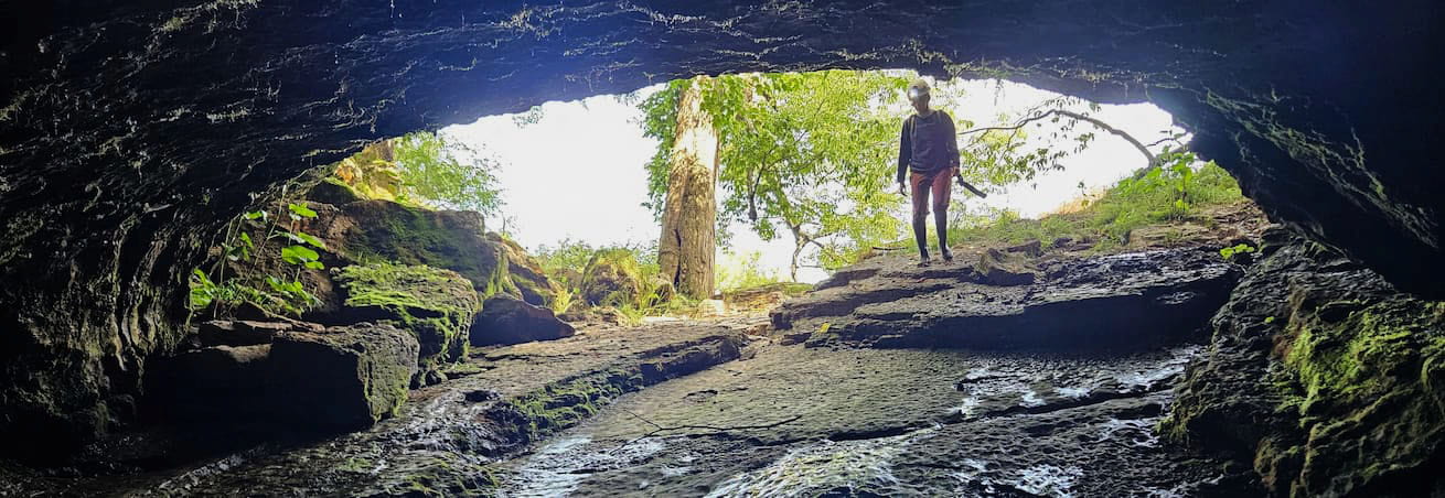 Cave research with environmental science faculty and students.
