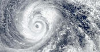 Aerial view of a hurricane