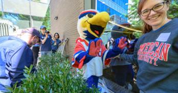 Clawed shows up to cheer on the effort to protect their fellow feathered friends. Photo by Jeff Watts.