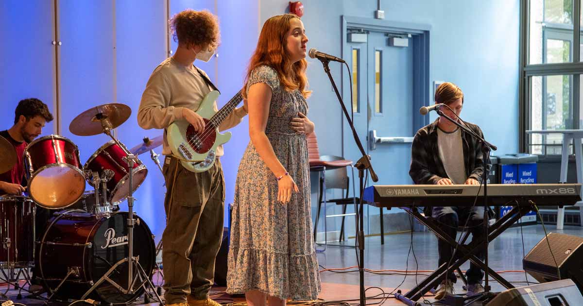 A student band performs in MGSC tavern