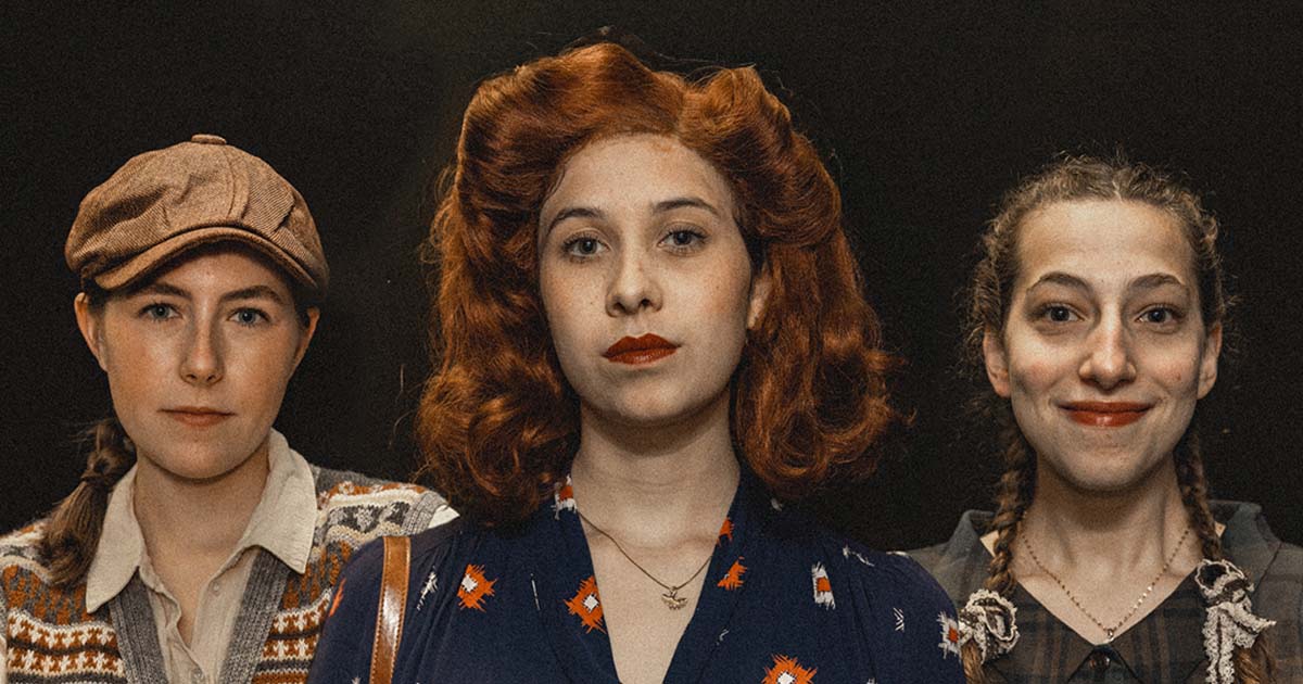 Lucille Rieke, Mira Morris, and Mira Gross-Keck as Truus, Hannie, and Freddie. Photo: Ethan Kauffman.