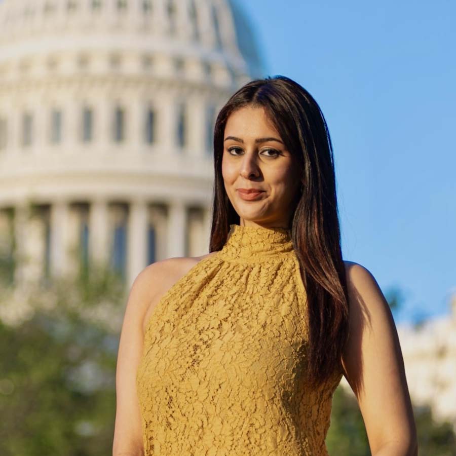 Harbani Kohli in front of US Capitol