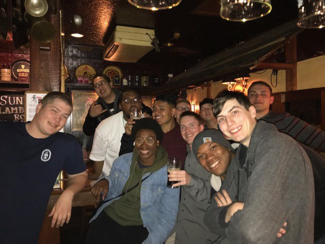 Patrick MacMahon with crew in Japan