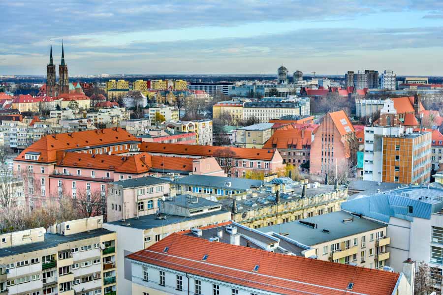 Aerial view of Poznań, Poland. Photo by Serhii-Pererva.