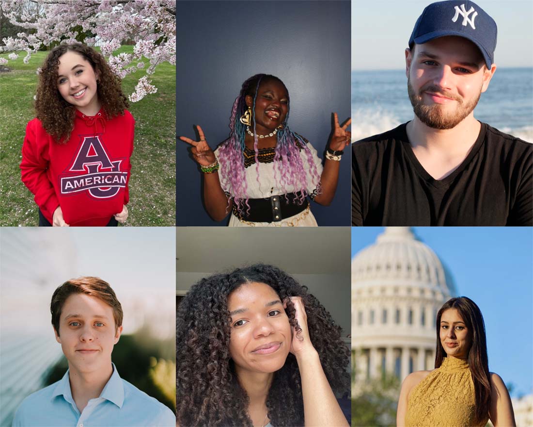 Grid of photos of 6 students