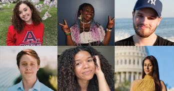 Grid of photos of 6 students