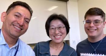 Professor Gorky Cruz, Professor Hye Young Shin, and RA Randy Taylor