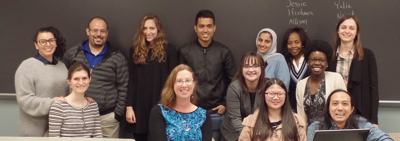 Tesol group in classroom AU TESOL students and faculty.