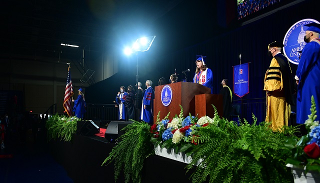 American University student speaks at commencement