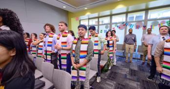 Graduates at the Latinx Affinity Graduation. Photo by Jeff Watts.