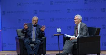 Lonnie Bunch with AU President Jon Alger. Photo by Jeff Watts.