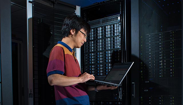 OIT engineer working in data center