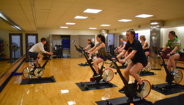 Group exercise cycle class