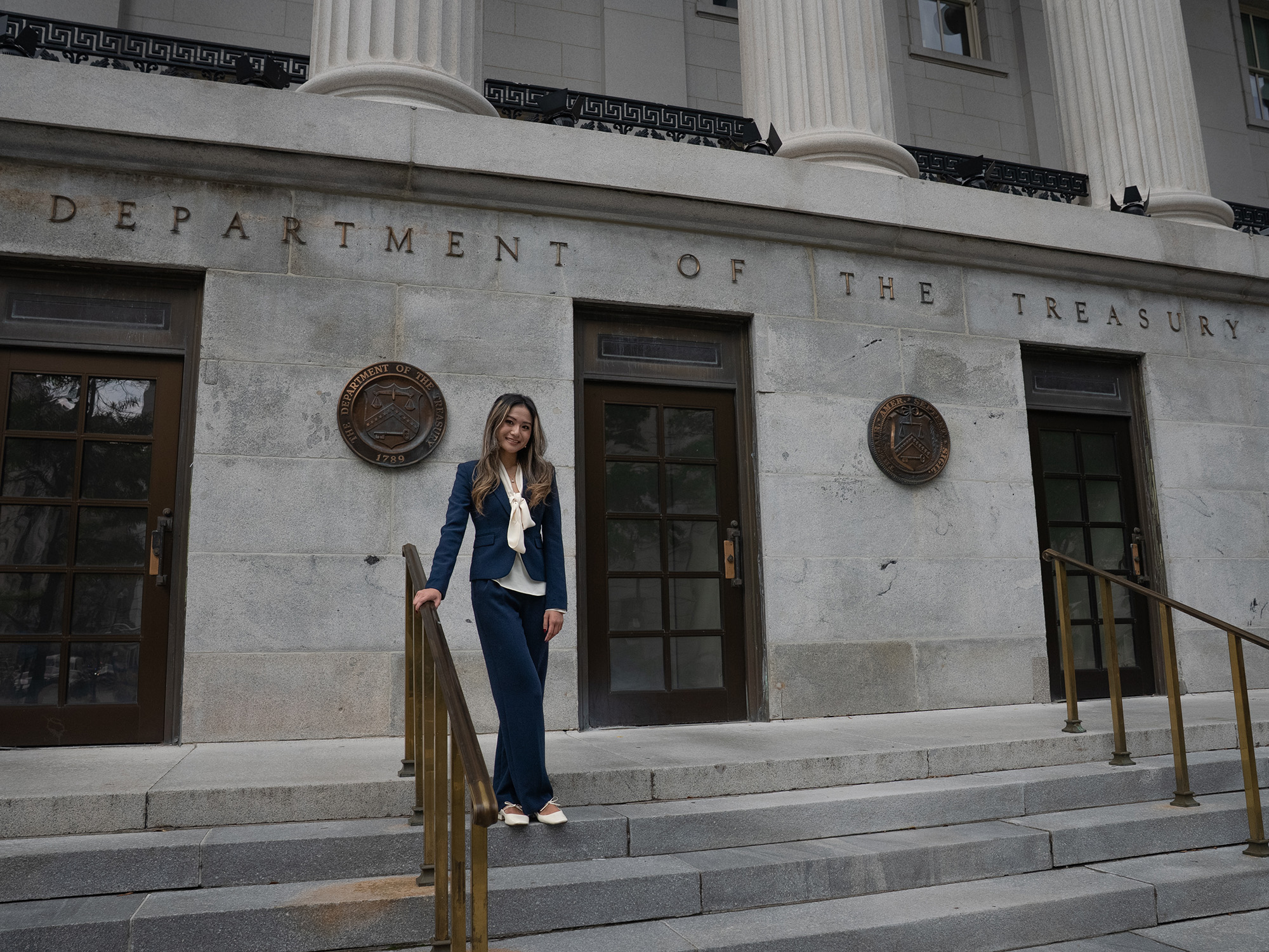AbiTreasury Abi Ha smiles for a photo outside the US Department of Treasury