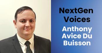 Photo of Anthony Avice Du Buisson and text that says "NextGen Voices Anthony Avice Du Buisson"