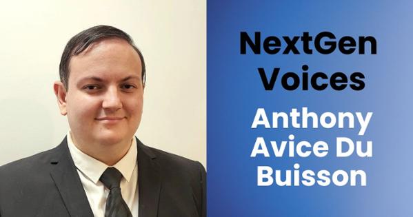 Photo of Anthony Avice Du Buisson and text that says "NextGen Voices Anthony Avice Du Buisson"