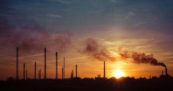 Factory at sunset.