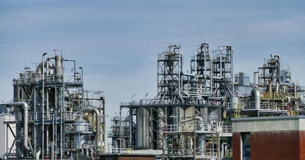 An oil refinery.