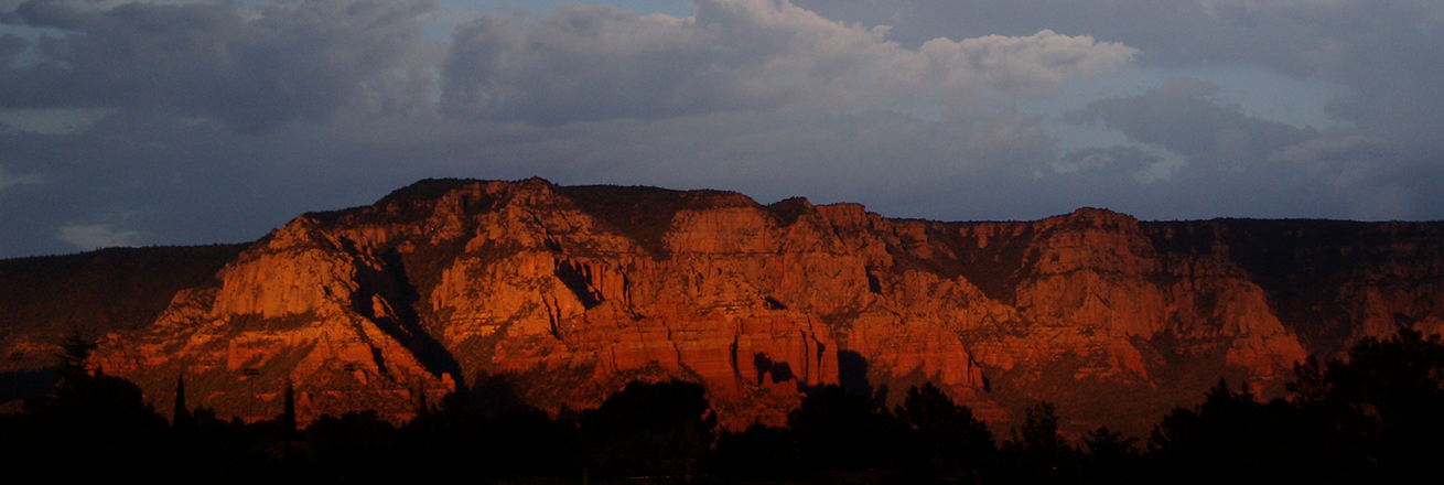Sunset on red rocks of Sedona