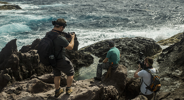 Nick Zachar filming in the Caribbean.
