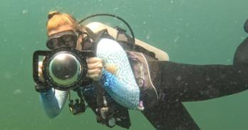 Brynne Radin filming underwater