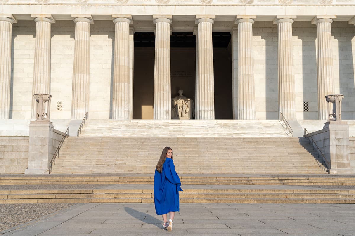 Julia Riera Perara at the Lincoln Memorial
