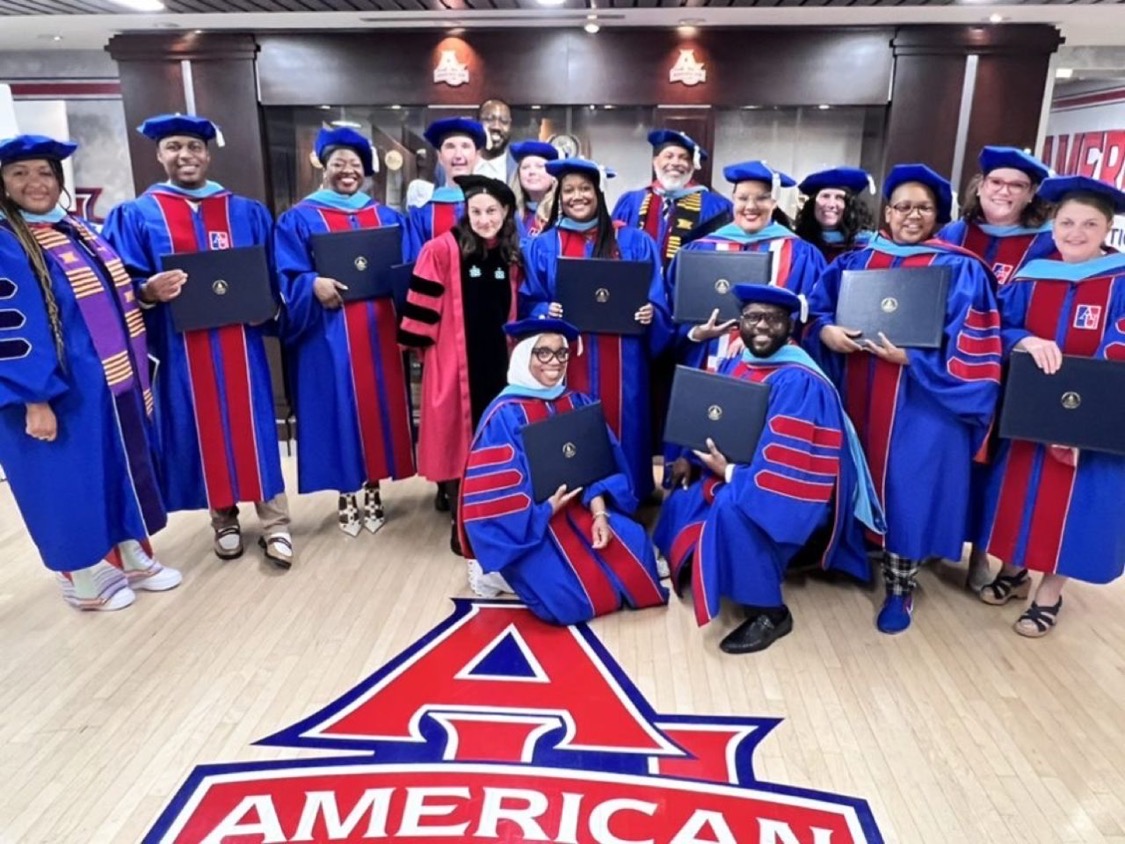 Some of the Ed.D. Cohort 1 graduates pose before commencement in May.