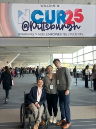 Ethan McBride and Samantha Hessell and Sam Noll presenting at the National Undergrad Research Conference in Pittsburgh, PA April 2025.
