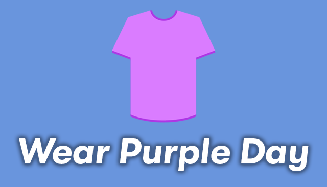 A purple t shirt with the text, Wear Purple Day, below it.