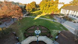 Arial view of the quad from the library