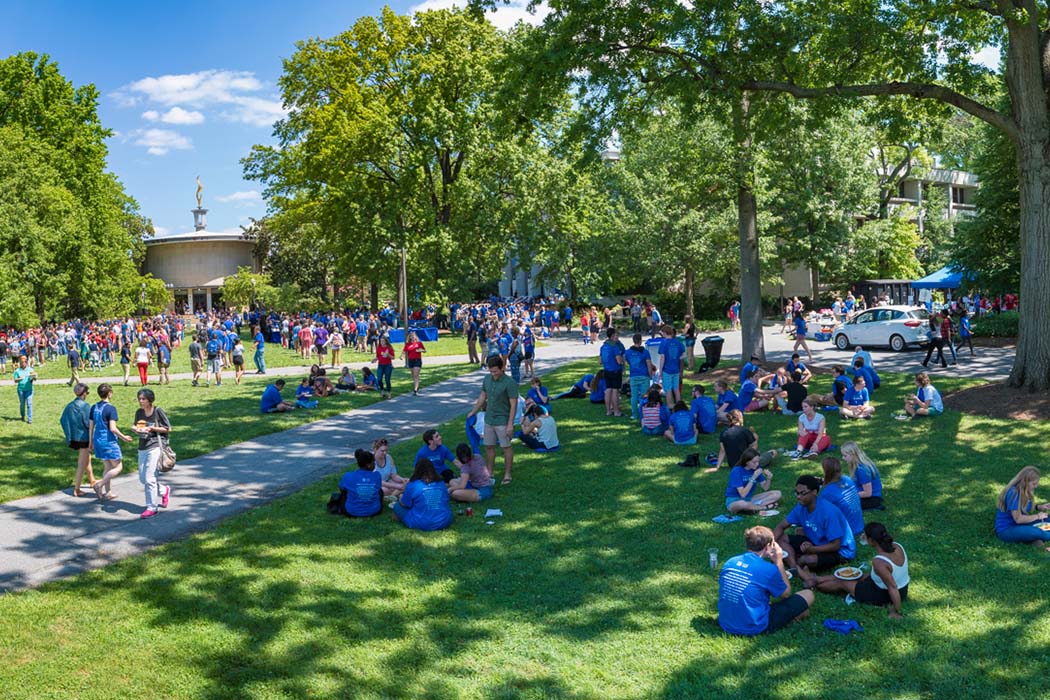 Students on the quad
