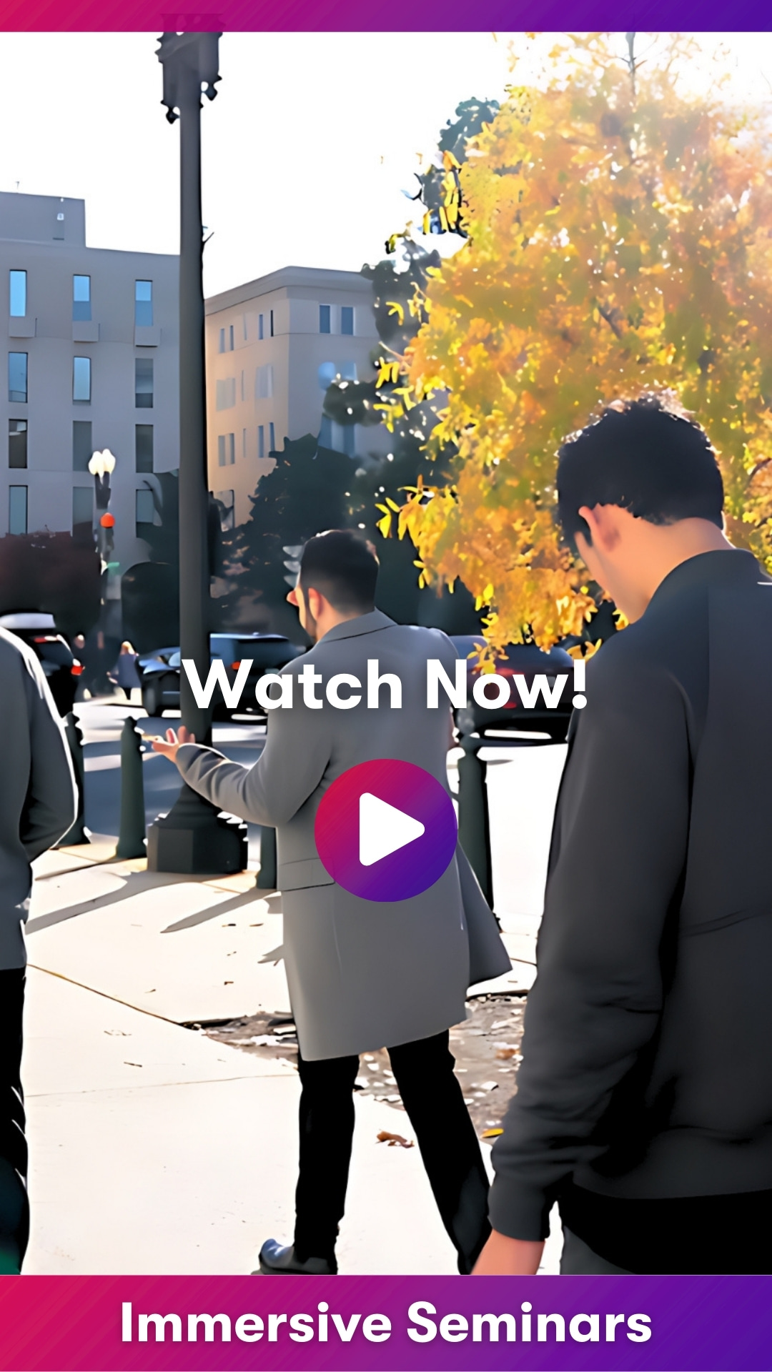 Immersive Seminars | Play button to play video | Students walking to one of 15+ site visits and guest speakers on a fall day Immersive Seminars | Play button to play video | Students walking to one of 15+ site visits and guest speakers on a fall day
